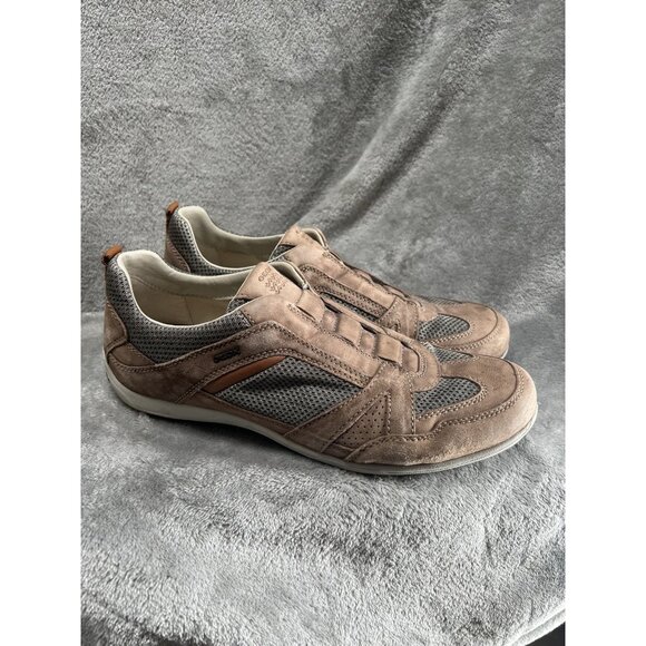 GEOX Respira Men’s 9 Brown Low Top Sneakers Slip On Shoes Suede Mesh Trainers 42 - Picture 2 of 7